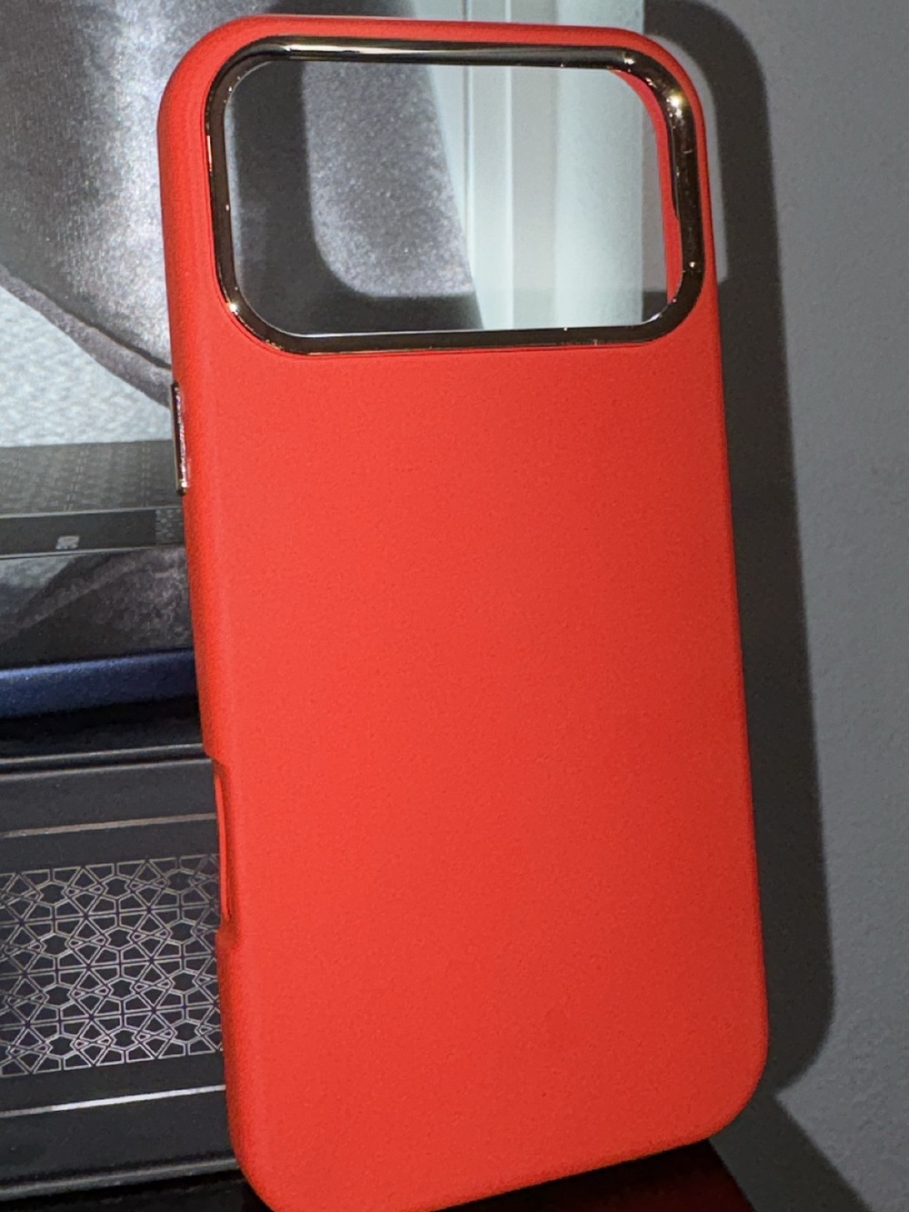 Red Silicone Phone Case with Metallic Trim